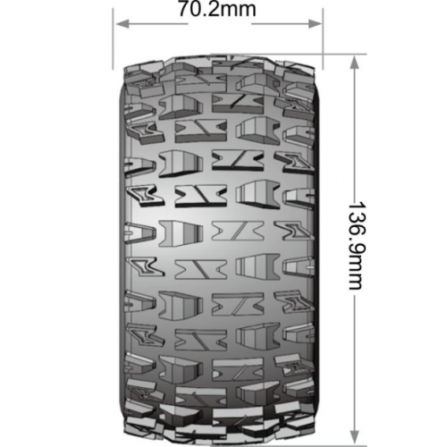 Колеса в сборе (2шт) Louise RC MFT MT-PIONEER Soft для автомоделей монстр трак, трагги 1/10 масштаба, черные диски, HEX: 12,14,17мм фото 4